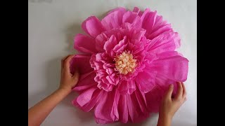 Flores gigantes DIY. Como hacer una peonia con papel crepe. Manualidades para el DIA DE LA MADRE