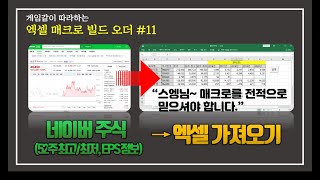 네이버 주식 더 많은 정보(52주 최고/최저, EPS)를 엑셀로 가져오기 (배경음악 제거 버젼)