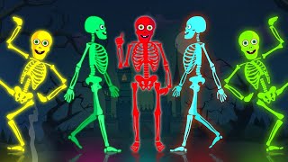 Five Skeletons Dancing On Spooky Bus | Spooky Scary Skeletons Kids Songs \\super simple rhy,,