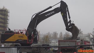 4K| Volvo EC550E Loading Volvo FH 540 \u0026 2 Scania R580 Dump Trucks