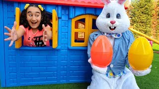 Gamze and Rabbit Man Learn Colors With Nursery Rhymes Song and Easter Egg