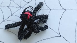 Rainbow Loom Halloween Charms: 3D Spider /How to make a loom bands spider