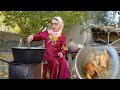 HOW TO COOK  DEEP FRYING WHOLE CHICKENS VILLAGE LIFE AFGHANISTAN