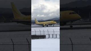 雪の舞う空へテイクオフする飛行機❄️ #出雲空港 #羽田空港　#小牧空港　#フジドリームエアラインズ  #出雲大社 #shorts