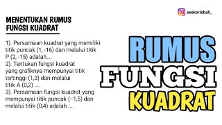 RUMUS FUNGSI KUADRAT JIKA DIKETAHUI TITIK PUNCAK‼️