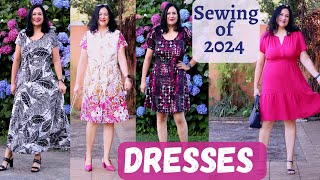 All the DRESSES I made in 2024! Modeled \u0026 twirled. Knit \u0026 woven. Roundup Fashion \