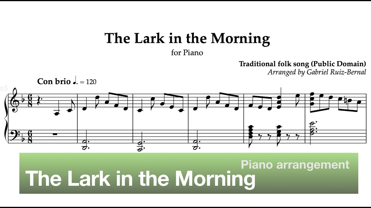 THE LARK IN THE MORNING. (piano Arrangement) - YouTube