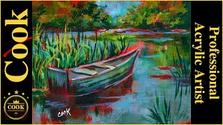 How to Paint a Boat and Cattails in Autumn in Acrylics with Ginger Cook