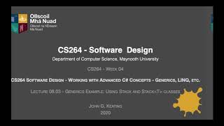 CS264 Lesson 08.03 - Generics Example: Using non-generic and generic Stack classes in C#