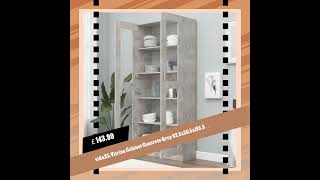 vidaXL Vitrine Cabinet Concrete Grey 82.5x30.5x185.5 cm Engineered Wood