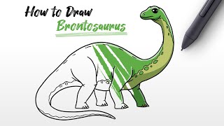 How to Draw Brontosaurus dinosaur from Jurassic World Super Easy Step By Step