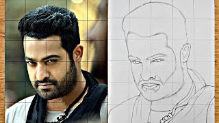 How to draw Jr.NTR(part -I)//Grid method step by step