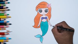 Menggambar dan Mewarnai Mermaid | How to easy Draw Mermaid