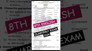 8th English Quarterly Exam Orginal Question paper 2024 | 8th English Quarterly Exam 2024 |Answer Key