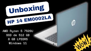 🎥💻 UNBOXING HP 14 EM0002LA: POTENCIA CON RYZEN 5, 8GB RAM Y SSD DE 512GB! 🚀