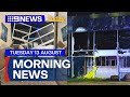 Investigation into stolen helicopter hotel crash; Fire guts Melbourne factory | 9 News Australia