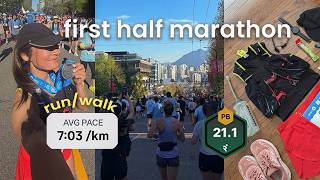 realistic first half marathon as a beginner runner | injury update & race day vlog