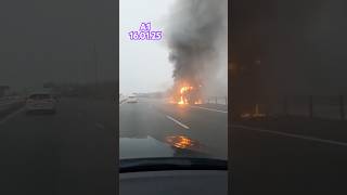 ‼️pożar na A1‼️zapaliła się ‼️mini ciężarówka ‼️#shorts #auto #pojazdy #highway #fire #danger