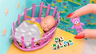 12 DIY Baby Doll Hacks and Crafts / Miniature Baby, Crib, Rattle, and more!