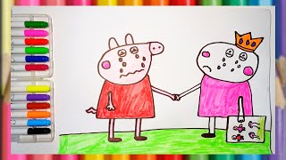 Drawing and Coloring Peppa Pig and Suzy Sheep Saying Goodbye🐷😭 Drawings for Kids🌈