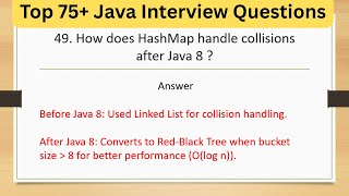 Top 75+ Tricky Java Interview Questions - How Does HashMap Handle Collisions After Java 8 ? #java8