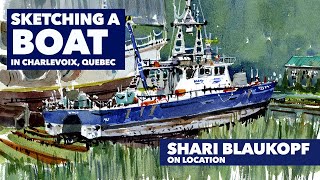 Shari Blaukopf: Sketching at the Musée Maritime St. Joseph de la Rive, Quebec