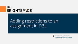 Adding restrictions to an assignment in D2L