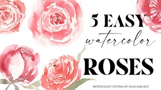 Watercolor flowers for beginners - the EASIEST roses I've ever painted!