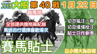 賽馬貼士 第40戰 1月22日 刀仔大樹香港賽馬貼士頻道 赛马贴士