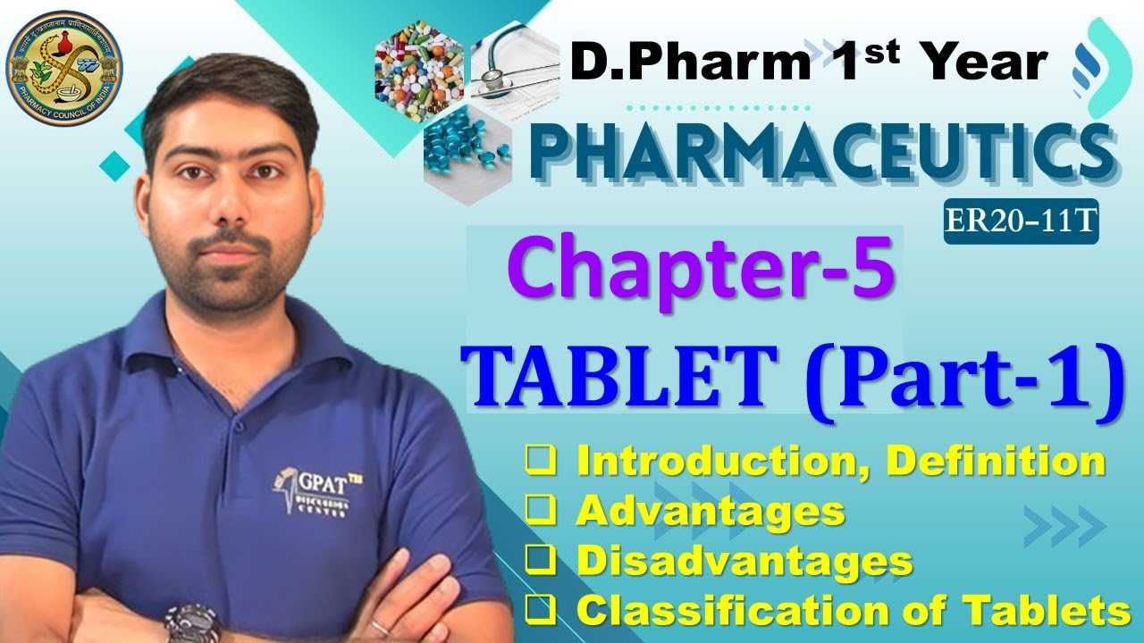 Tablet Part 1 Ch 5 D Pharma 1st Year Pharmaceutics Definition