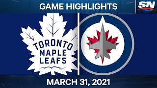 NHL Game Highlights | Maple Leafs vs. Jets - Mar. 31, 2021