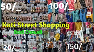 koti Street Shopping in Hyderabad 🛍️🛒|| Koti Sultan Bazar || 150rs Kurtis collection 🤑😱😱