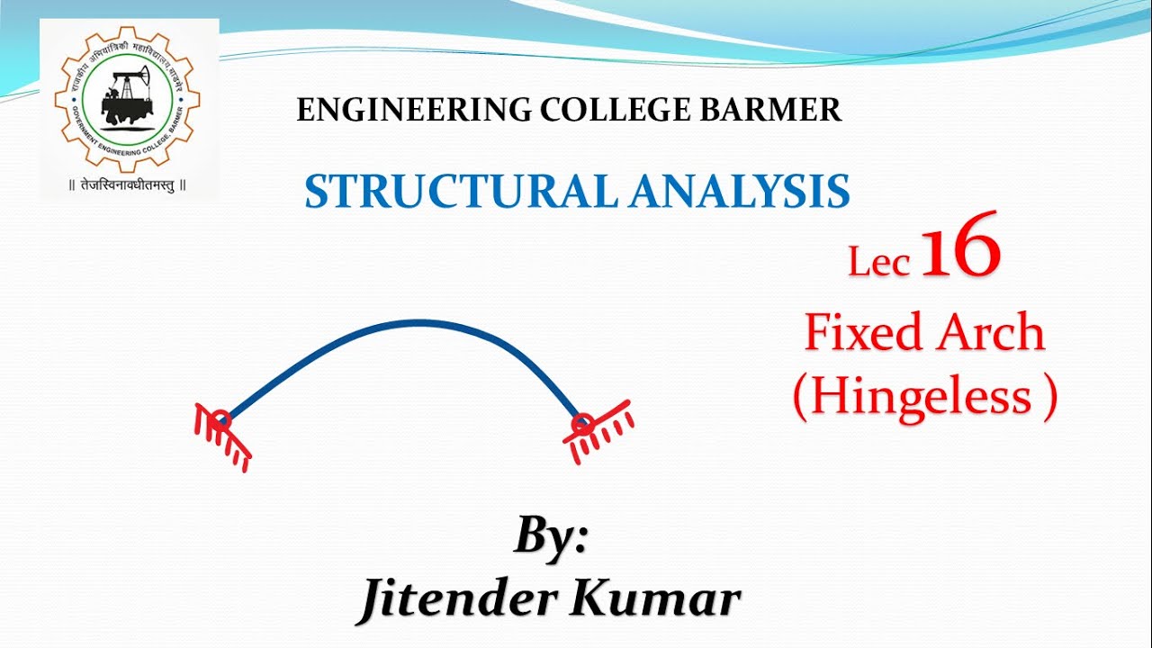 Structural Analysis || Lec 16 || Civil Engg || Arches (Fixed / Hinge ...