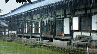 Sit on the floor of a hanok and enjoy the sound of heavy rain