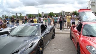 Ferrari F430 vs 458 Rev battle at Cars \u0026 Coffee Austin COTA!