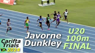 Javorne Dunkley | Elite Perfor | Raheem Pinnock | Boys U20 100m Final | Carifta Trials Jamaica 2024