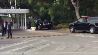 The Presidential Motorcade arriving at the Astir Palace in Vouliagmeni