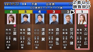 【G2からつ競艇】ここまで未勝利①大山千広vs勝負掛け②安河内vs⑤篠崎元志、結果はまさかの‥