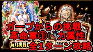 【トレクル】 ガープからの挑戦！革命軍①/力属性（水着ビビ）/全1ターン攻略 /Garp Challenge 【OPTC】【ONEPIECE TREASURECRUISE】