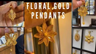 Floral Gold Pendants Collection || Fashionable Gold Pendants Light Weight New Designs