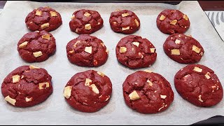 Homemade New York Style RED VELVET COOKIES Recipe | Simple \u0026 Easy Cookies Recipe