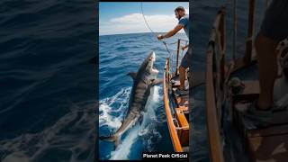 Just Missed it. Shark Fishing at Sea#Fishermen's Work#Marine Fishing#Fishermen's Operation#Shark