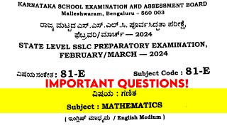 SSLC 2025 (MATHS) STATE LEVEL PREPARATORY EXAM | 27/02/2025 (Refer this)