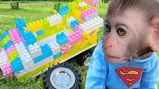 Monkey Baby Bim Bim Turns Into a Superheroes and playing with the puppy and duckling