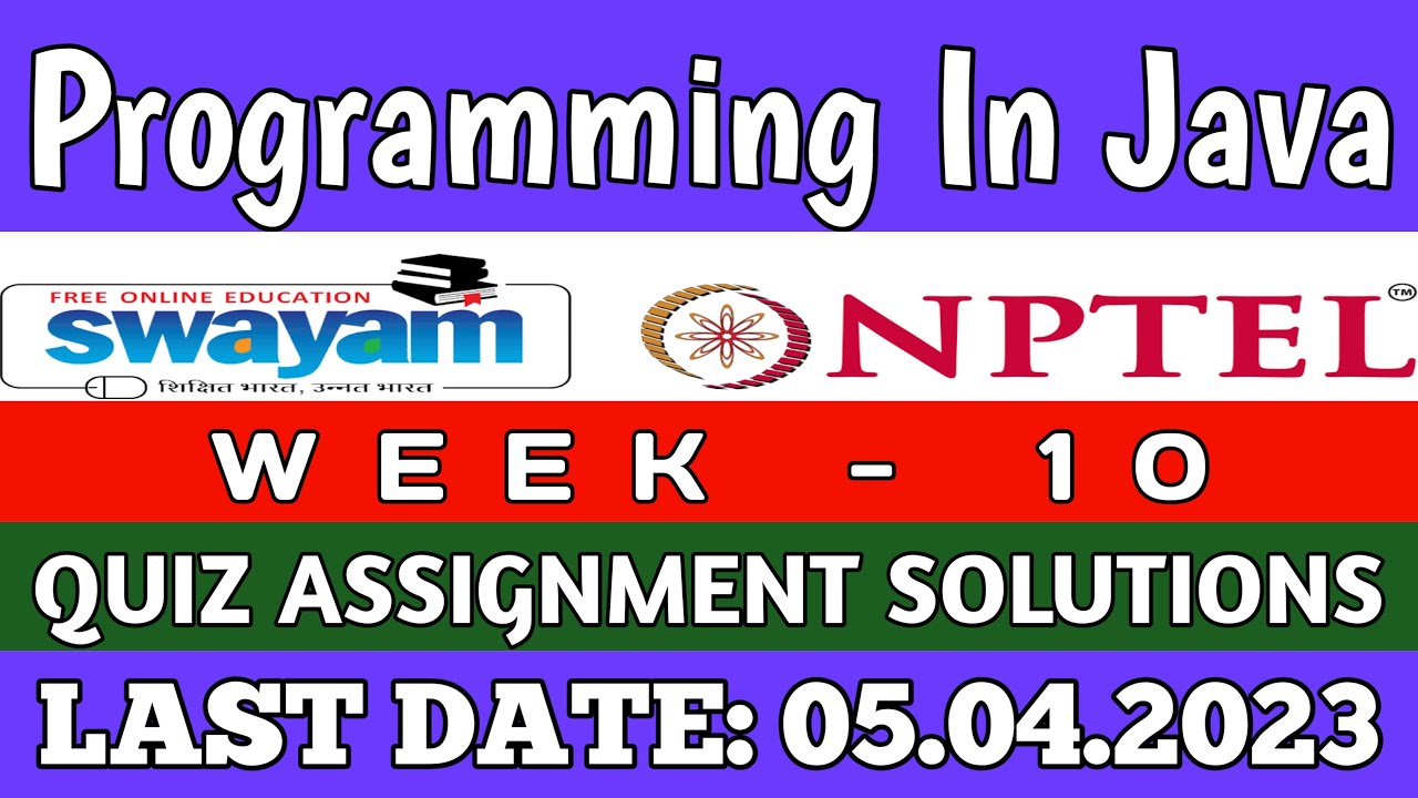 NPTEL Programming In Java WEEK 10 Quiz Assignment Solutions💡 | Swayam ...