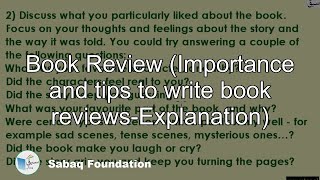 Book Review (Importance and tips to write book reviews-Explanation), English Lecture | Sabaq.pk