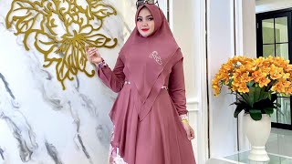 Gamis syari model terbaru bulan ini || 3 model gamis moderen cantik elegan set hijab