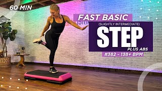 60 Min- Fast Basic Cardio STEP AEROBICS - Plus ABS - 138 BPM + #382