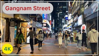 Gangnam Street 강남구, Walking from Gangnam line 2 TO Nonhyeon \u0026 Gangnam Food St, Seoul, South Korea