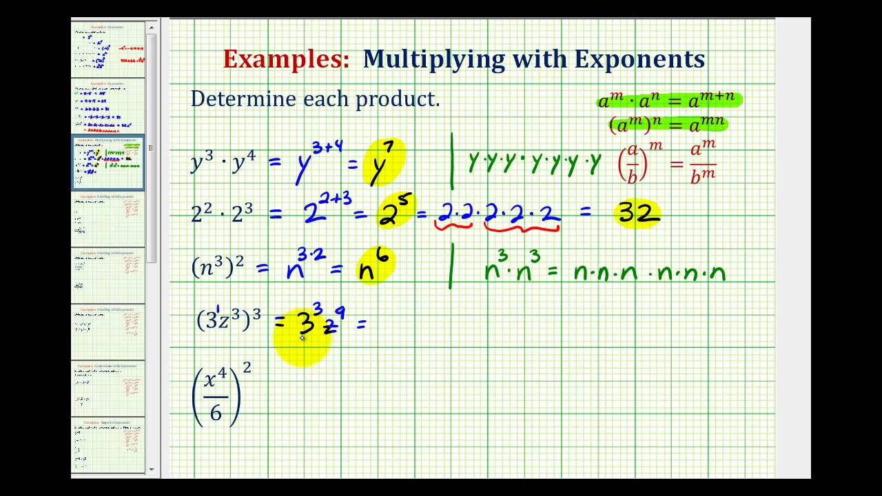 Ex Simplify Exponential Expressions Product And Power Rule Youtube